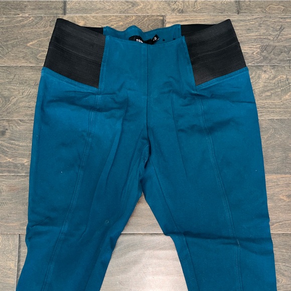Elegant Teal and Black Skinny Pants - Picture 3 of 8